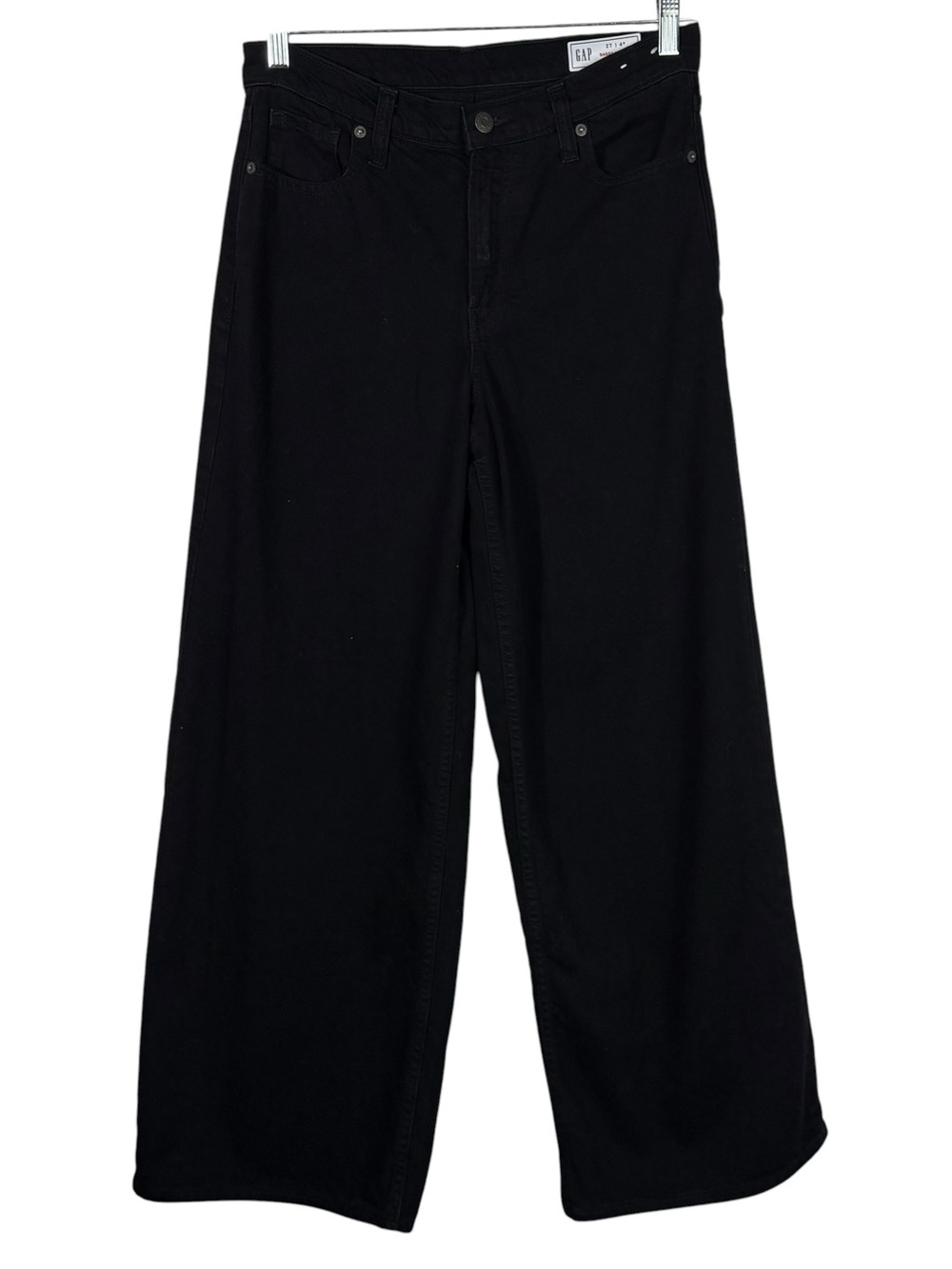 Gap Baggy Mid Rise Ultrasoft Denim Black Relaxed Wide Leg Jeans 27/4R Minimal